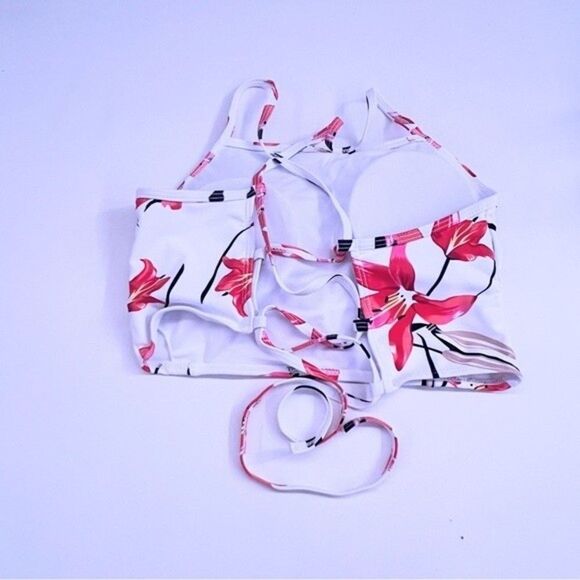 Women’s Tropical Two piece Bikini beach floral boho romantic chic red set M. - Picture 9 of 10